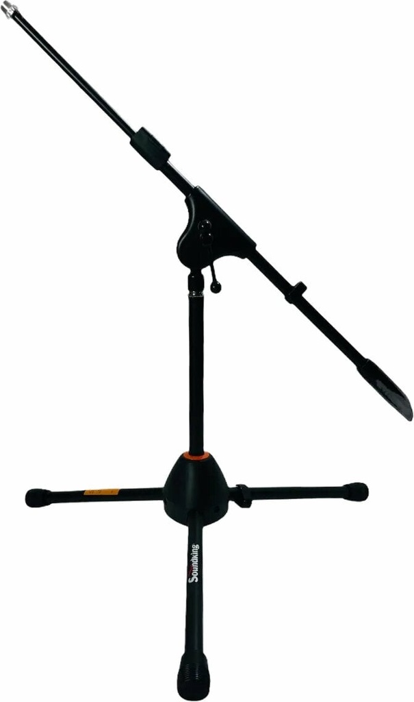 PEDESTAL PARA MICROFONO MINI, SOUNDKING, CON BRAZO Y BASE TIPO TRIPIE, COLOR NEGRO