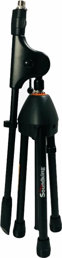 PEDESTAL PARA MICROFONO MINI, SOUNDKING, CON BRAZO Y BASE TIPO TRIPIE, COLOR NEGRO