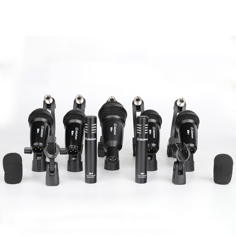 SET DE 7 MICROFONOS ALCTRON, PARA BATERIA, 5 DINAMICOS, CLIPS Y HARD CASE (copia)