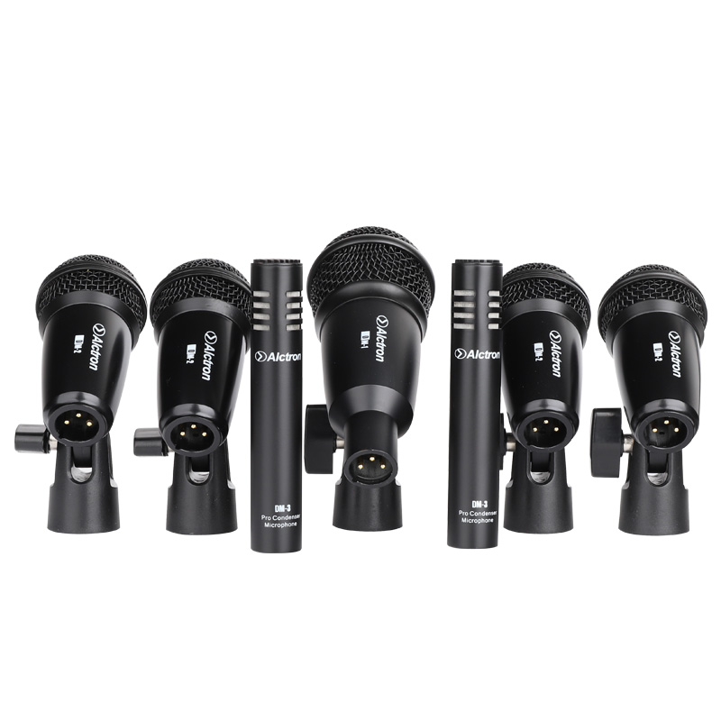 SET DE 7 MICROFONOS ALCTRON, PARA BATERIA, 5 DINAMICOS, CLIPS Y HARD CASE (copia)