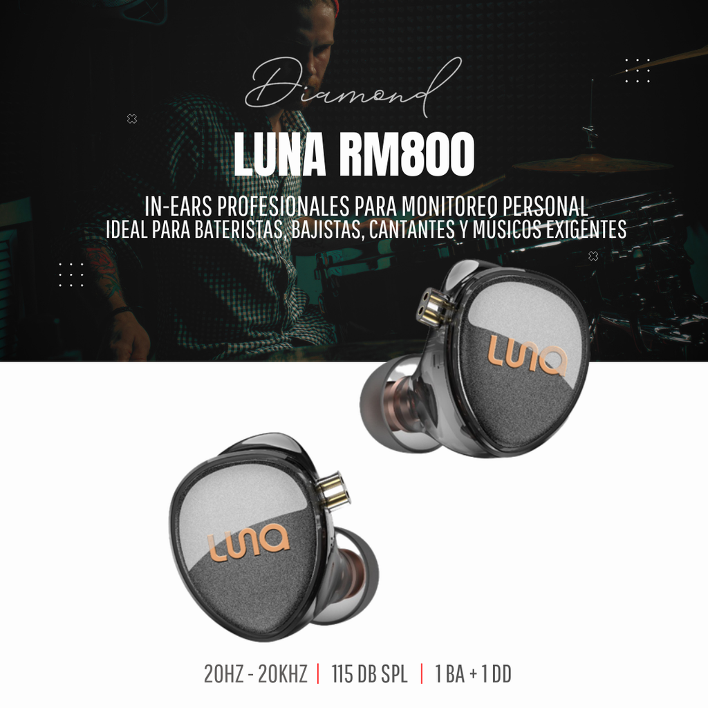 AUDIFONOS PROFESIONALES LUNA, SERIE DIAMOND, PARA MONITOREO PERSONAL, RESPUESTA DE FRECUENCIAS 20Hz - 20Khz