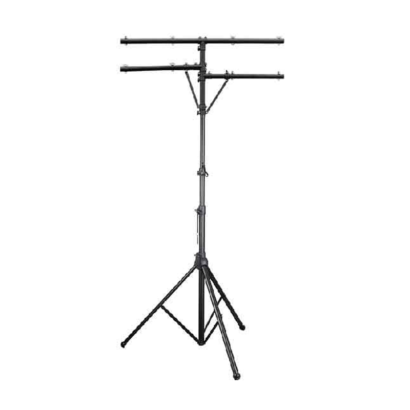 PEDESTAL PARA LUCES SOUNDKING, 3 SOPORTES SUPERIORES, BASE TIPO TRIPIÉ, COLOR NEGRO