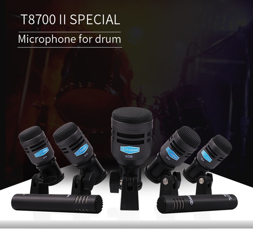 [T8900] SET DE 7 MICROFONOS ALCTRON, PARA BATERIA, INCLUYE CLIPS Y HARD CASE